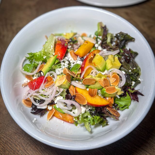Half Peach and Avocado Salad.