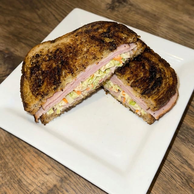 Smoked Turkey Rachel Sandwich.