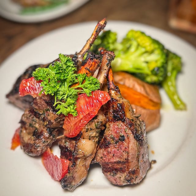 Blood Orange Glazed Lamb Lollipops.